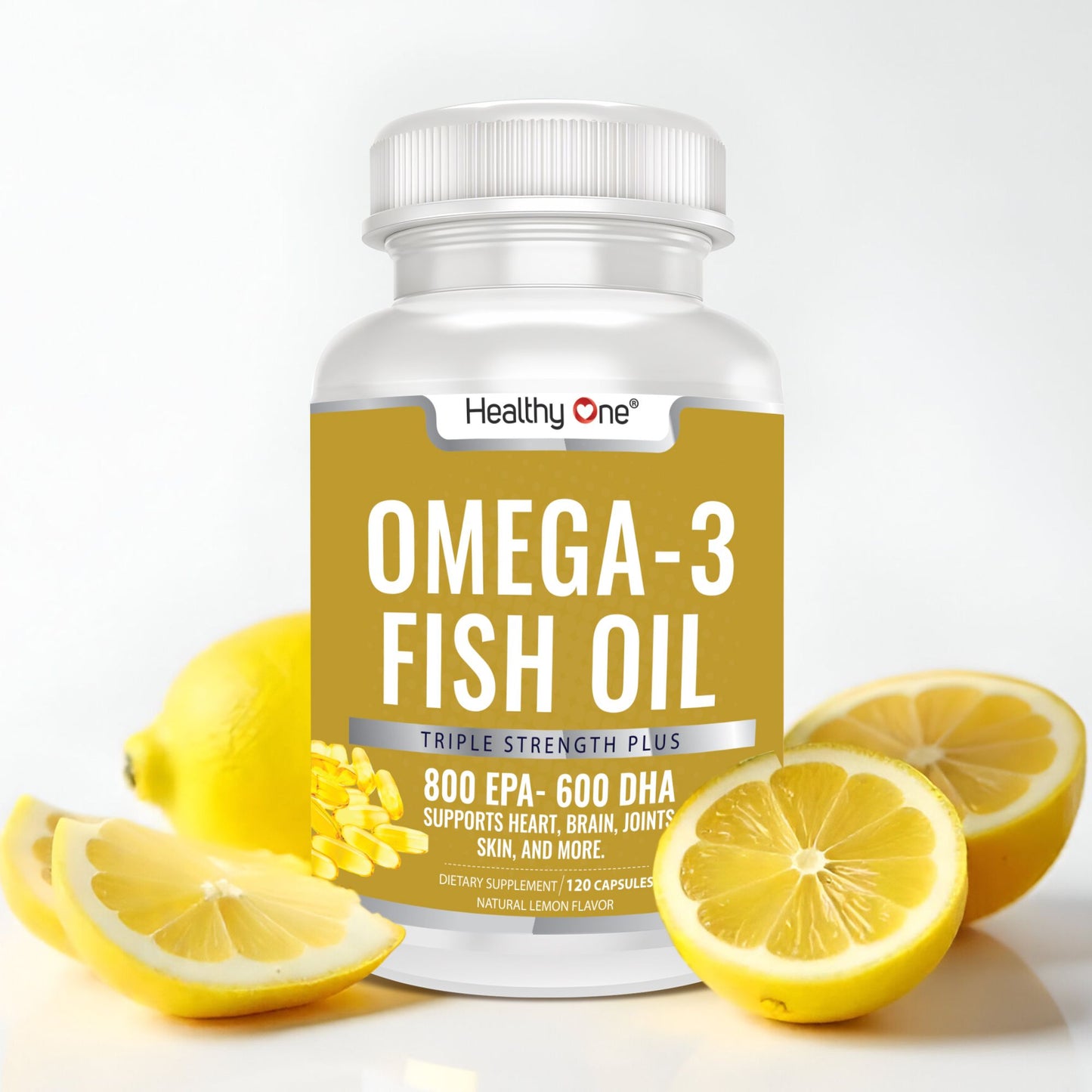 Omega 3 Fish Oil: Support Your Heart, Brain & Body. Lemon Flavor. Burpless!