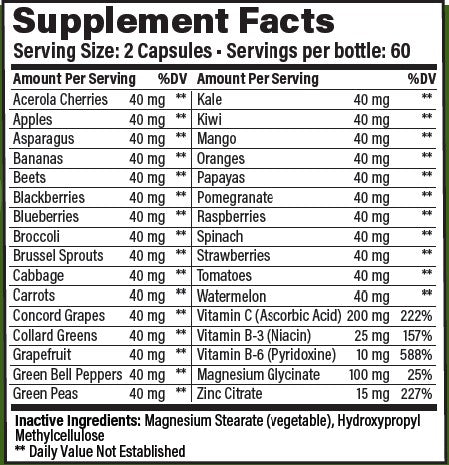 Healthy Fruits and Veggies - Natural Daily Supplement, Vitamins, Minerals & Antioxidants