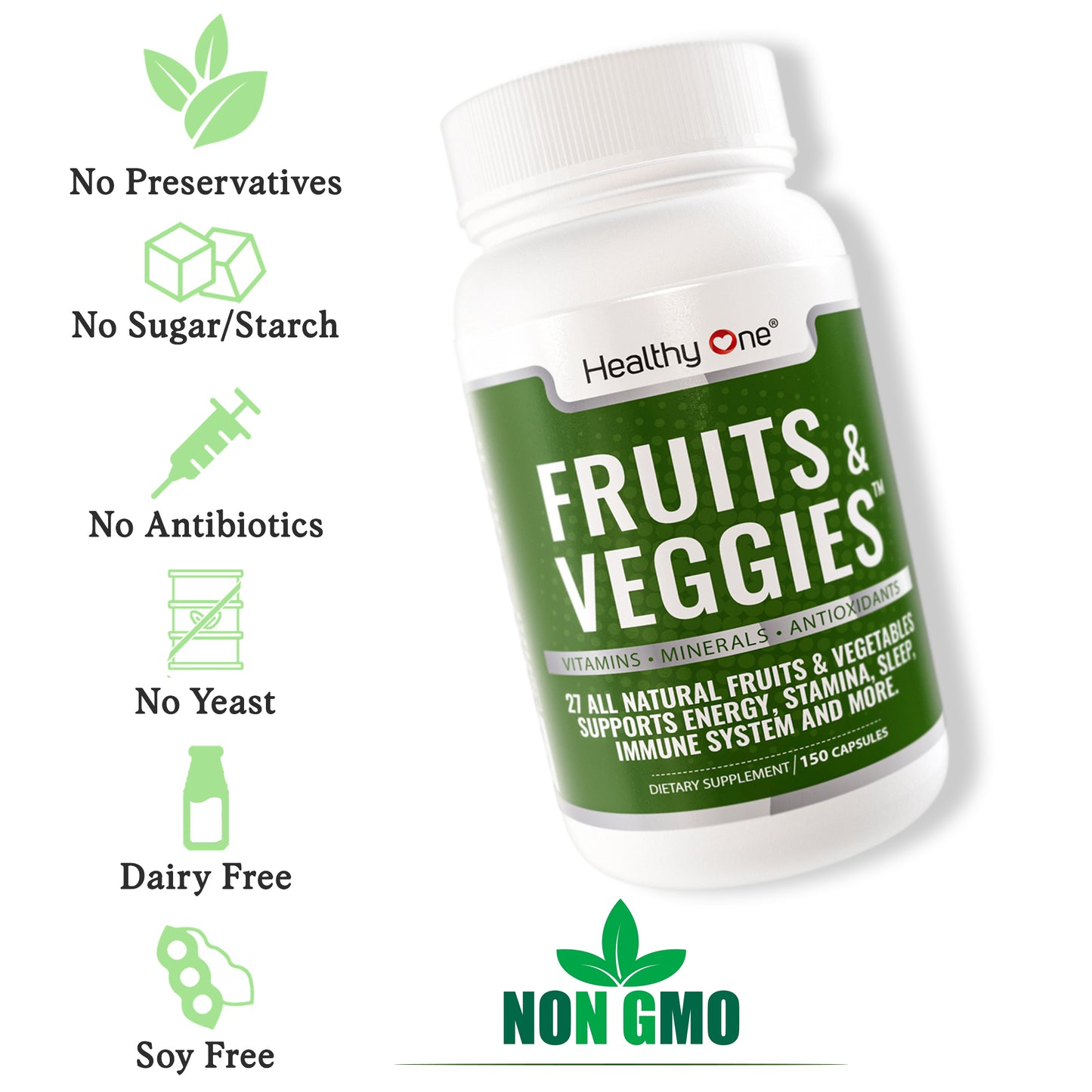 Healthy Fruits and Veggies - Natural Daily Supplement, Vitamins, Minerals & Antioxidants