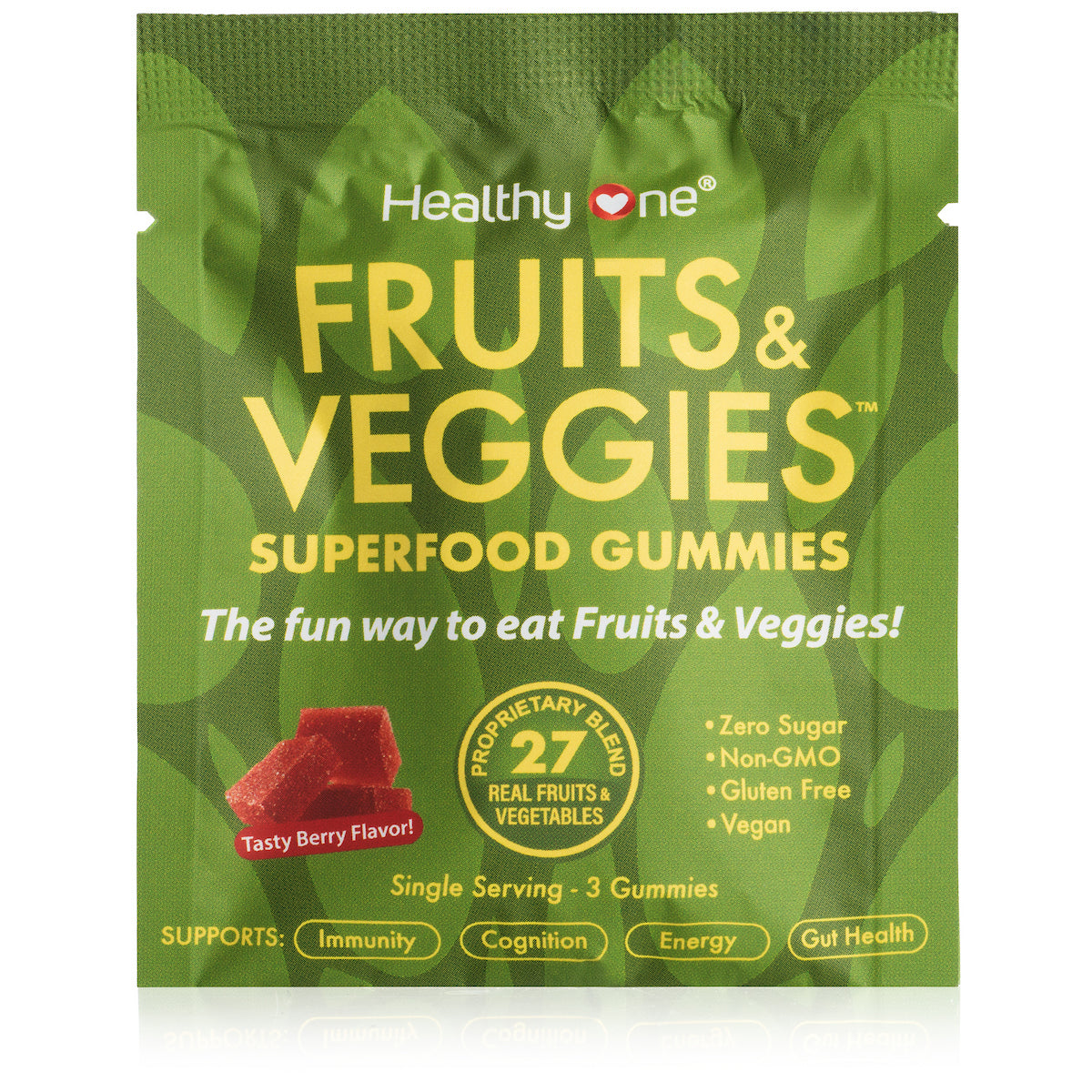 Healthy Fruits and Veggies -SUPERFOOD GUMMIES - Zero Sugar - Real Fruits & Veggies - Great Berry Taste!