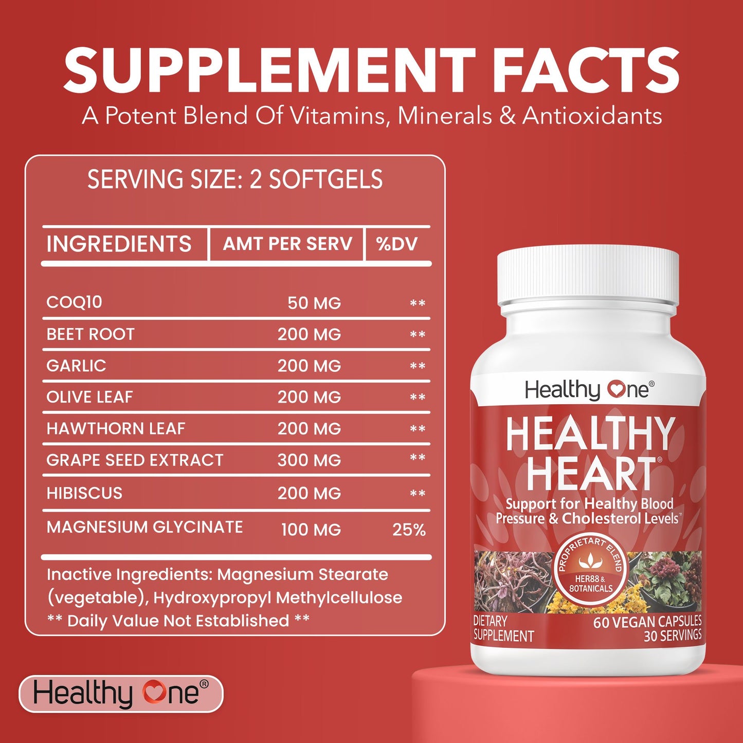 Healthy Heart - Blood Pressure, Cholesterol and Cardiovascular Supplement