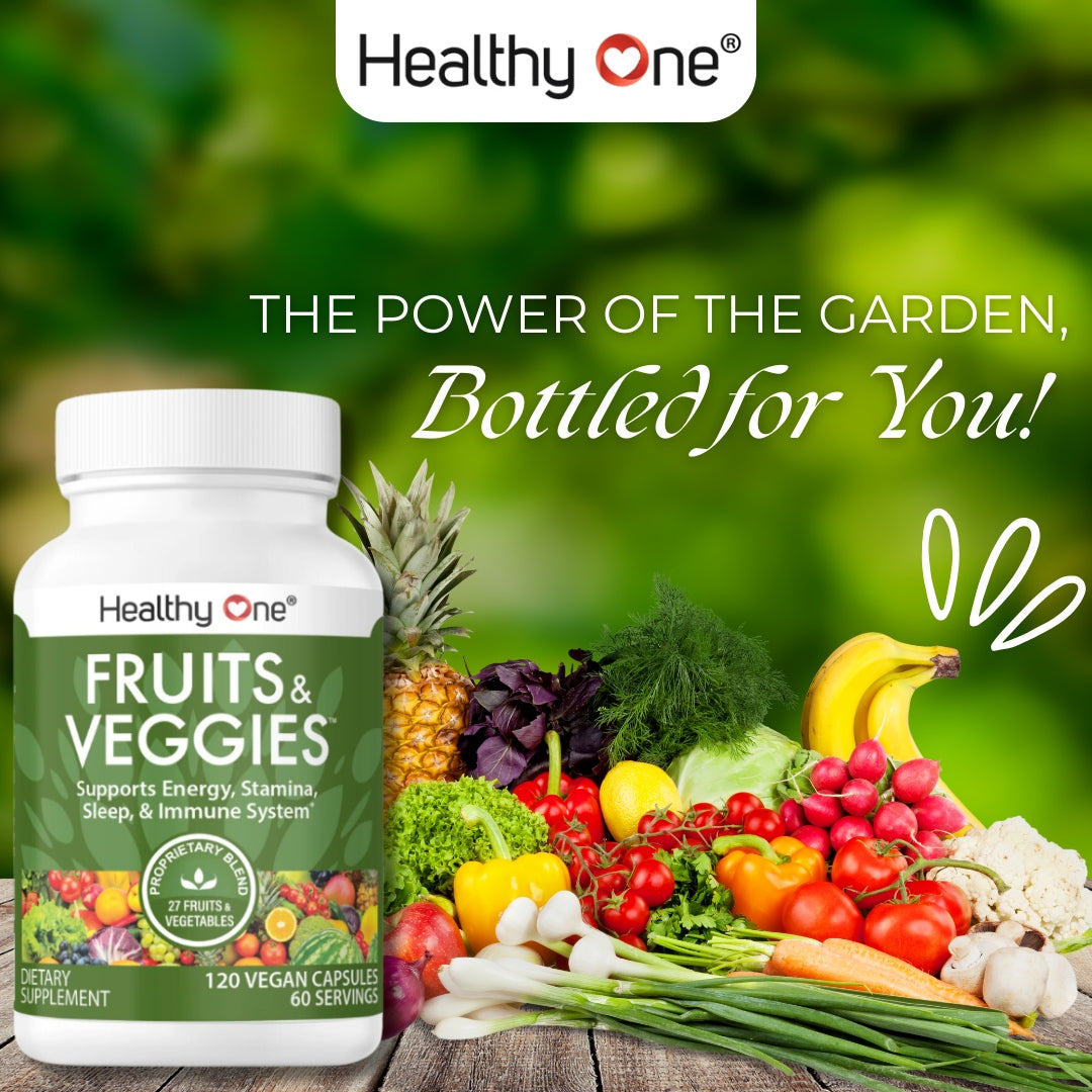 Healthy Fruits and Veggies - Natural Daily Supplement, Vitamins, Minerals & Antioxidants