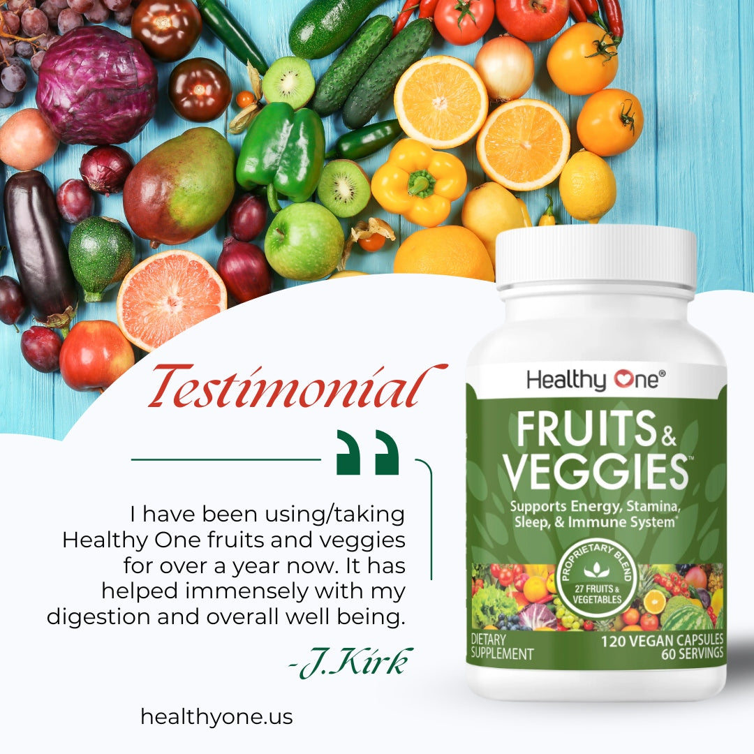 Healthy Fruits and Veggies - Natural Daily Supplement, Vitamins, Minerals & Antioxidants