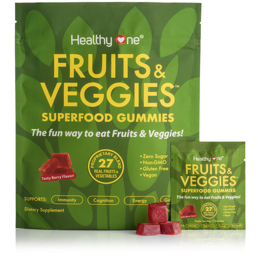 Healthy Fruits and Veggies -SUPERFOOD GUMMIES - Zero Sugar - Real Fruits & Veggies - Great Berry Taste!