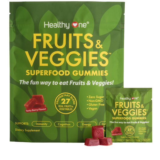 Healthy Fruits and Veggies -SUPERFOOD GUMMIES - Zero Sugar - Real Fruits & Veggies - Great Berry Taste!