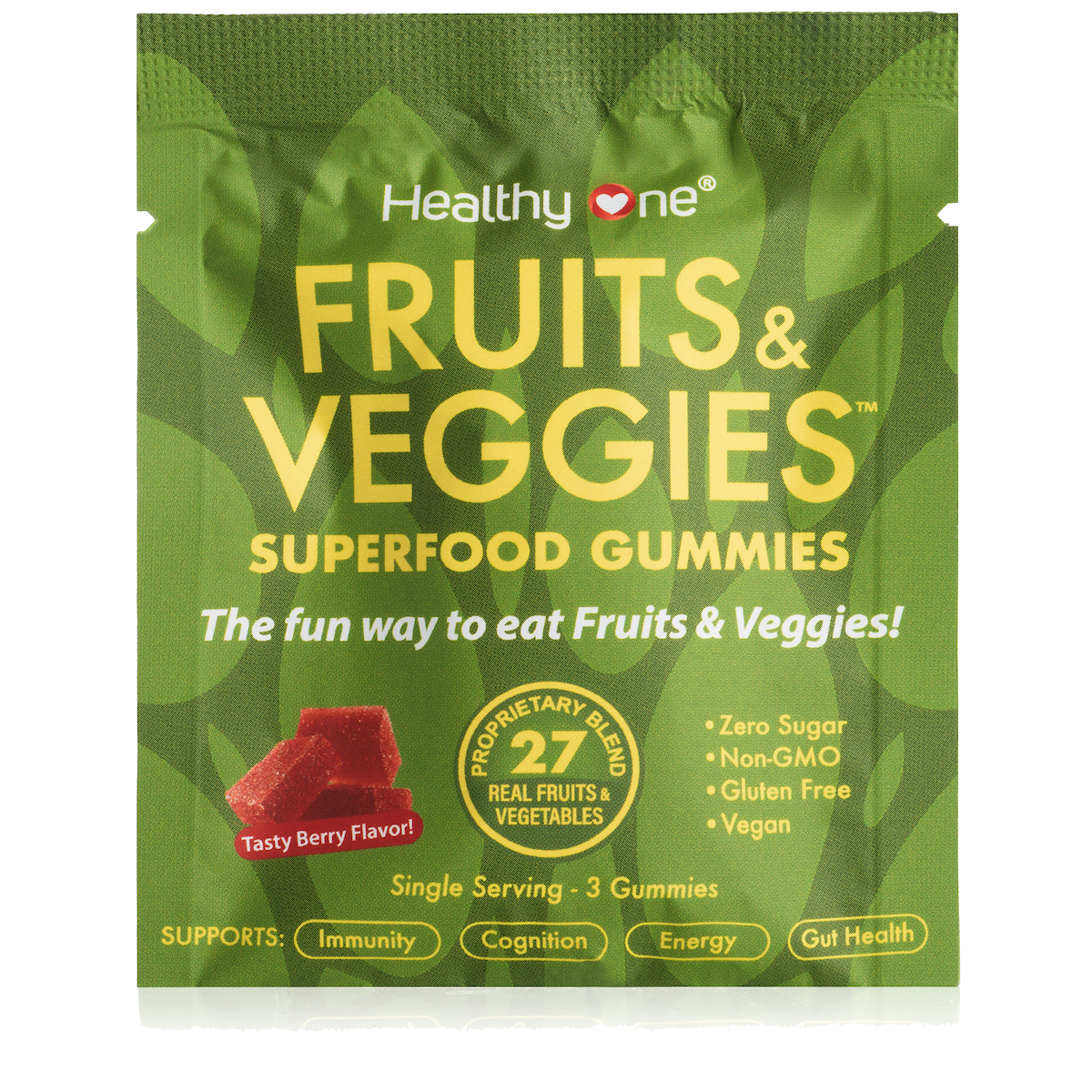 Healthy Fruits and Veggies -SUPERFOOD GUMMIES - Zero Sugar - Real Fruits & Veggies - Great Berry Taste!